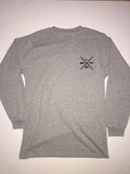 SLFE. (CA) SLFE. Gray/Black Shield logo Long Sleeve T-Shirt (unisex)