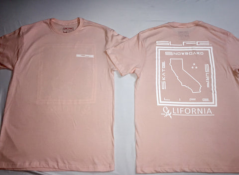 Pink/White (CA)LIFORNIA State (SLFE.) Logo Short Sleeve T-Shirt