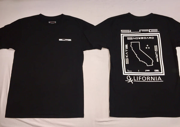 Black/White (CA)LIFORNIA State (SLFE.) Logo Short Sleeve T-Shirt