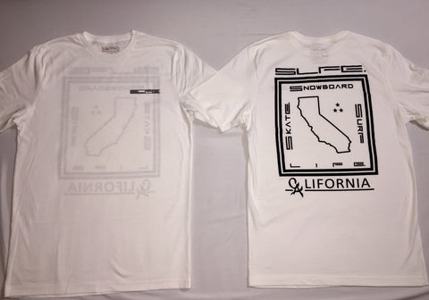 White/Black (CA)LIFORNIA State (SLFE.) Logo Short Sleeve T-Shirt