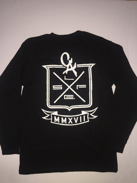 SLFE. (CA) SLFE. Black/White Shield logo Long Sleeve T-Shirt (unisex)